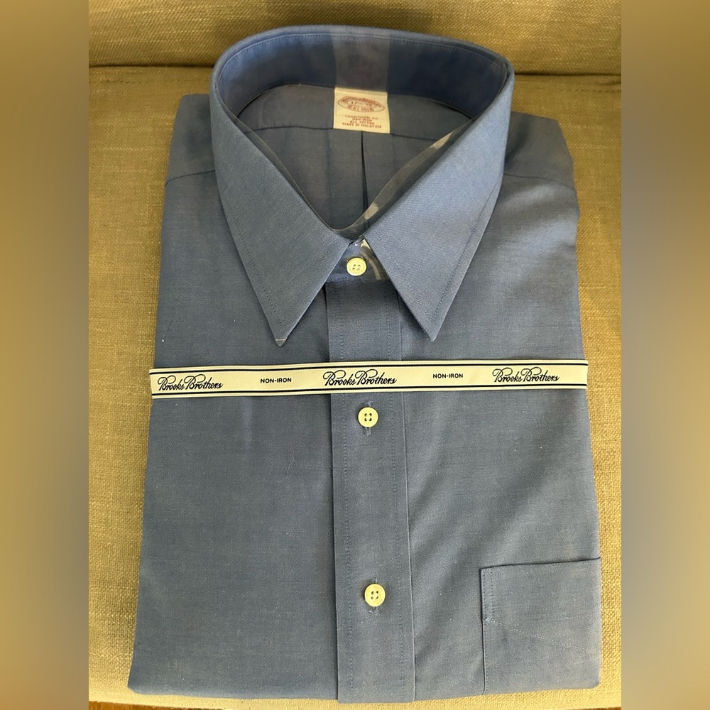 NWT Brooks Brothers Classic Blue Long Sleeve Dress Shirt Size 17 1/2-35